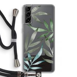 CaseCompany Tropical watercolor leaves: Samsung Galaxy S21 Plus Transparant Hoesje met koord