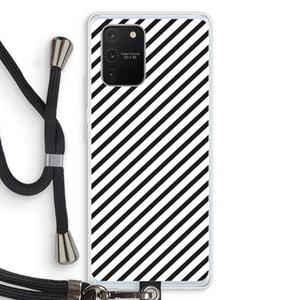 CaseCompany Strepen zwart-wit: Samsung Galaxy S10 Lite Transparant Hoesje met koord