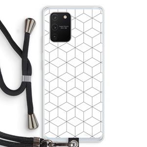 CaseCompany Zwart-witte kubussen: Samsung Galaxy S10 Lite Transparant Hoesje met koord