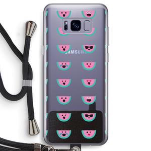 CaseCompany Smiley watermeloenprint: Samsung Galaxy S8 Transparant Hoesje met koord