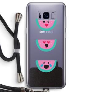 CaseCompany Smiley watermeloen: Samsung Galaxy S8 Transparant Hoesje met koord