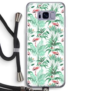 CaseCompany Flamingo bladeren: Samsung Galaxy S8 Transparant Hoesje met koord