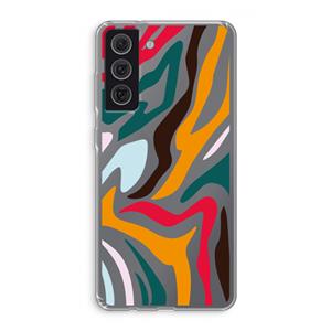 CaseCompany Colored Zebra: Samsung Galaxy S21 FE Transparant Hoesje