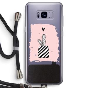 CaseCompany Zwart-wit cactus: Samsung Galaxy S8 Transparant Hoesje met koord