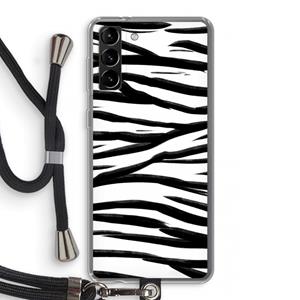 CaseCompany Zebra pattern: Samsung Galaxy S21 Plus Transparant Hoesje met koord