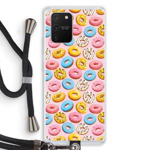 CaseCompany Pink donuts: Samsung Galaxy S10 Lite Transparant Hoesje met koord