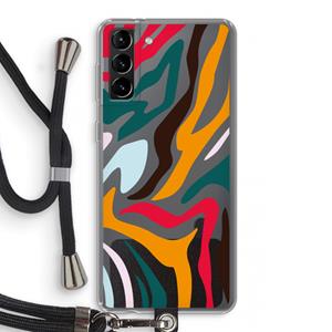 CaseCompany Colored Zebra: Samsung Galaxy S21 Plus Transparant Hoesje met koord