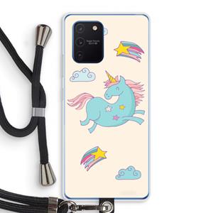 CaseCompany Vliegende eenhoorn: Samsung Galaxy Note 10 Lite Transparant Hoesje met koord