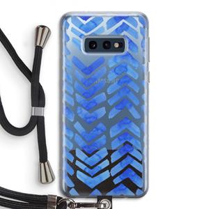 CaseCompany Blauwe pijlen: Samsung Galaxy S10e Transparant Hoesje met koord