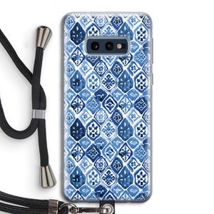 CaseCompany Blauw motief: Samsung Galaxy S10e Transparant Hoesje met koord