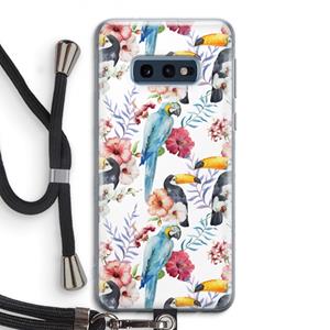 CaseCompany Bloemen tukan: Samsung Galaxy S10e Transparant Hoesje met koord