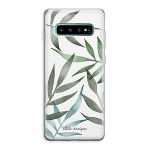 CaseCompany Tropical watercolor leaves: Samsung Galaxy S10 Plus Transparant Hoesje