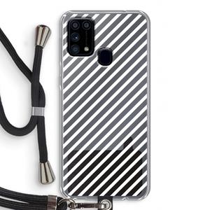 CaseCompany Strepen zwart-wit: Samsung Galaxy M31 Transparant Hoesje met koord