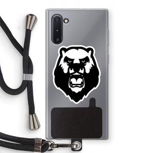 CaseCompany Angry Bear (white): Samsung Galaxy Note 10 Transparant Hoesje met koord