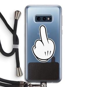 CaseCompany Middle finger white: Samsung Galaxy S10e Transparant Hoesje met koord