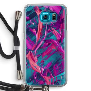 CaseCompany Pink Clouds: Samsung Galaxy S6 Transparant Hoesje met koord