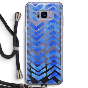 CaseCompany Blauwe pijlen: Samsung Galaxy S8 Transparant Hoesje met koord
