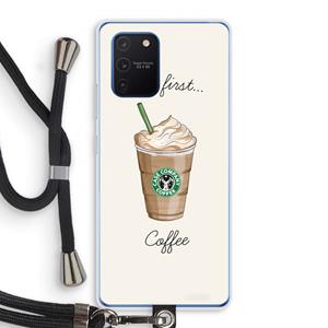 CaseCompany But first coffee: Samsung Galaxy Note 10 Lite Transparant Hoesje met koord