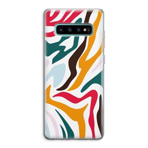 CaseCompany Colored Zebra: Samsung Galaxy S10 Plus Transparant Hoesje