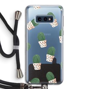 CaseCompany Cactusprint roze: Samsung Galaxy S10e Transparant Hoesje met koord