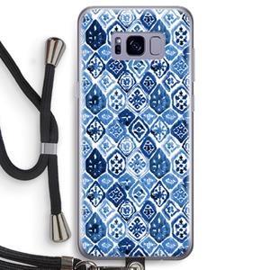 CaseCompany Blauw motief: Samsung Galaxy S8 Transparant Hoesje met koord