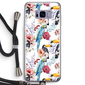 CaseCompany Bloemen tukan: Samsung Galaxy S8 Transparant Hoesje met koord