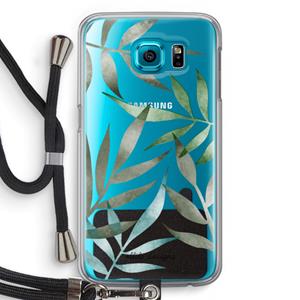 CaseCompany Tropical watercolor leaves: Samsung Galaxy S6 Transparant Hoesje met koord