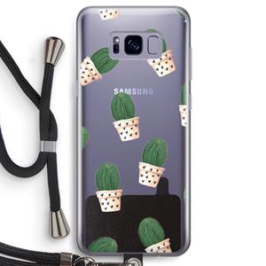CaseCompany Cactusprint roze: Samsung Galaxy S8 Transparant Hoesje met koord