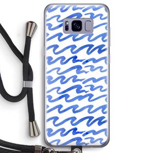 CaseCompany Blauwe golven: Samsung Galaxy S8 Transparant Hoesje met koord