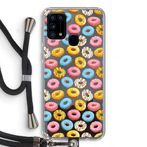 CaseCompany Pink donuts: Samsung Galaxy M31 Transparant Hoesje met koord