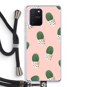 CaseCompany Cactusprint roze: Samsung Galaxy Note 10 Lite Transparant Hoesje met koord