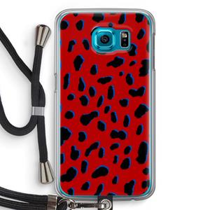 CaseCompany Red Leopard: Samsung Galaxy S6 Transparant Hoesje met koord