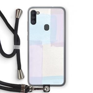 CaseCompany Square pastel: Samsung Galaxy A11 Transparant Hoesje met koord