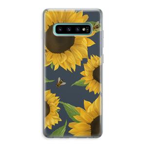 CaseCompany Sunflower and bees: Samsung Galaxy S10 Plus Transparant Hoesje