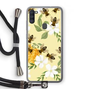 CaseCompany No flowers without bees: Samsung Galaxy A11 Transparant Hoesje met koord