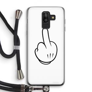 CaseCompany Middle finger white: Samsung Galaxy J8 (2018) Transparant Hoesje met koord