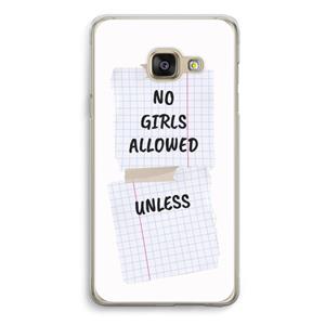 CaseCompany No Girls Allowed Unless: Samsung A3 (2017) Transparant Hoesje
