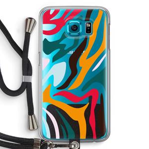 CaseCompany Colored Zebra: Samsung Galaxy S6 Transparant Hoesje met koord