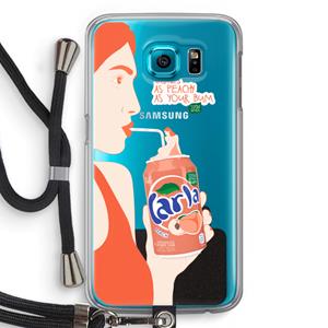 CaseCompany Peach please!: Samsung Galaxy S6 Transparant Hoesje met koord