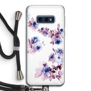 CaseCompany Waterverf bloemen: Samsung Galaxy S10e Transparant Hoesje met koord