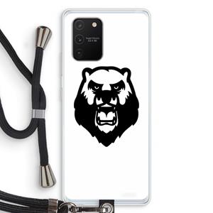 CaseCompany Angry Bear (white): Samsung Galaxy S10 Lite Transparant Hoesje met koord