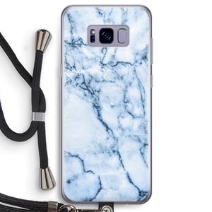 CaseCompany Blauw marmer: Samsung Galaxy S8 Transparant Hoesje met koord