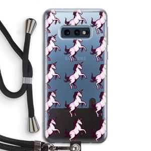 CaseCompany Musketon Unicorn: Samsung Galaxy S10e Transparant Hoesje met koord