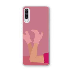 CaseCompany Pink boots: Samsung Galaxy A70 Transparant Hoesje