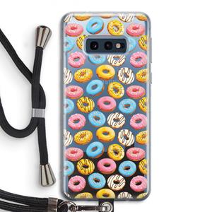 CaseCompany Pink donuts: Samsung Galaxy S10e Transparant Hoesje met koord