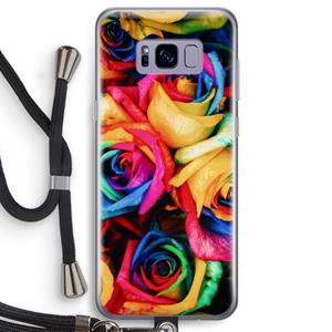 CaseCompany Neon bloemen: Samsung Galaxy S8 Transparant Hoesje met koord