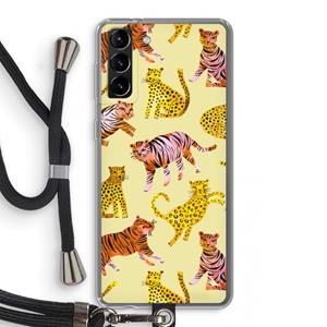 CaseCompany Cute Tigers and Leopards: Samsung Galaxy S21 Plus Transparant Hoesje met koord