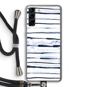 CaseCompany Ink Stripes: Samsung Galaxy S21 Plus Transparant Hoesje met koord