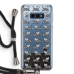 CaseCompany Zwarte poes: Samsung Galaxy S10e Transparant Hoesje met koord