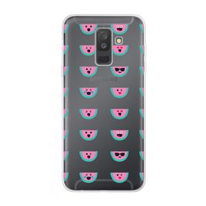 CaseCompany Smiley watermeloenprint: Samsung Galaxy A6 Plus (2018) Transparant Hoesje